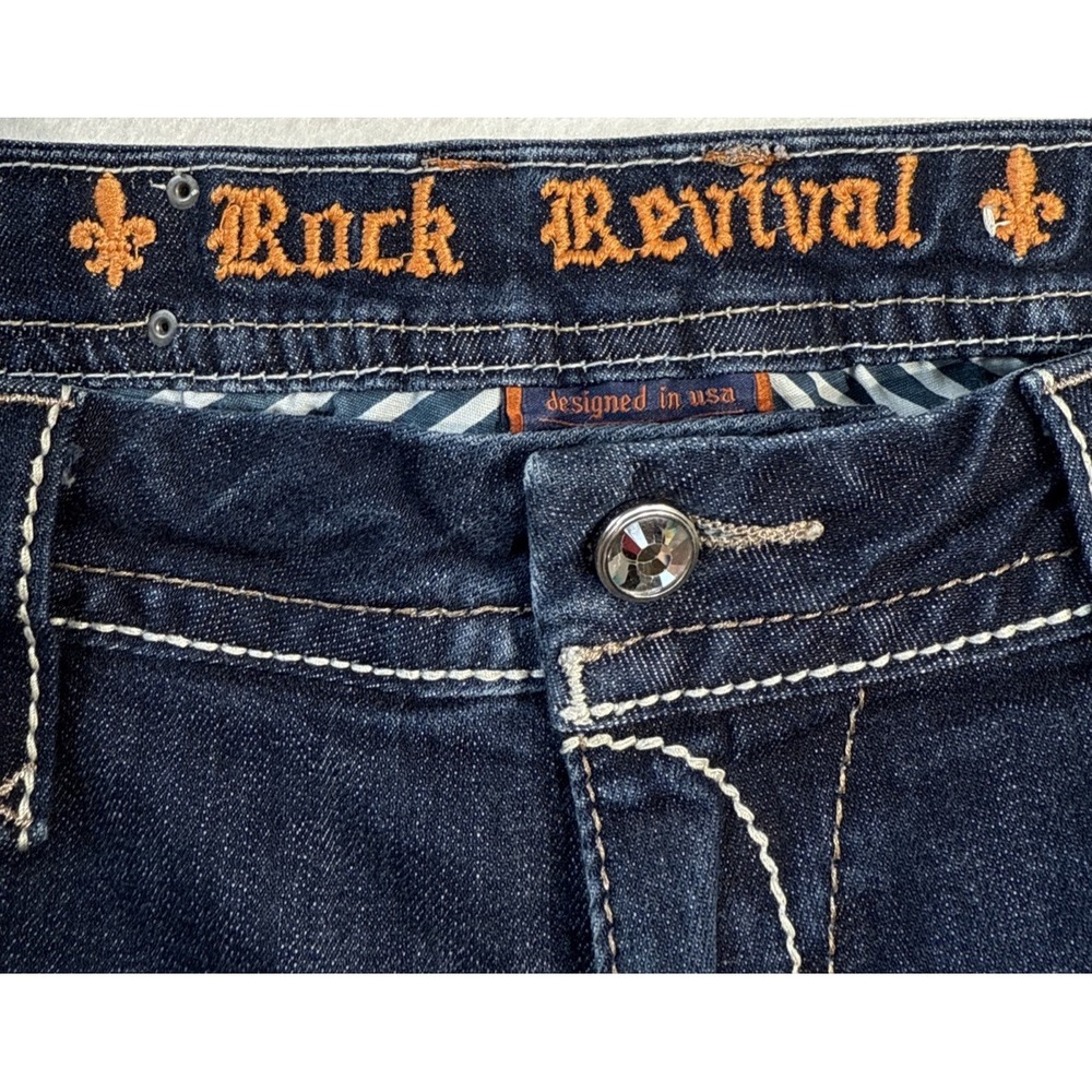 Rock Revival Rubella Easy Capri Women's 32 Distressed Embroidered Denim Jeans - Picture 8 of 14